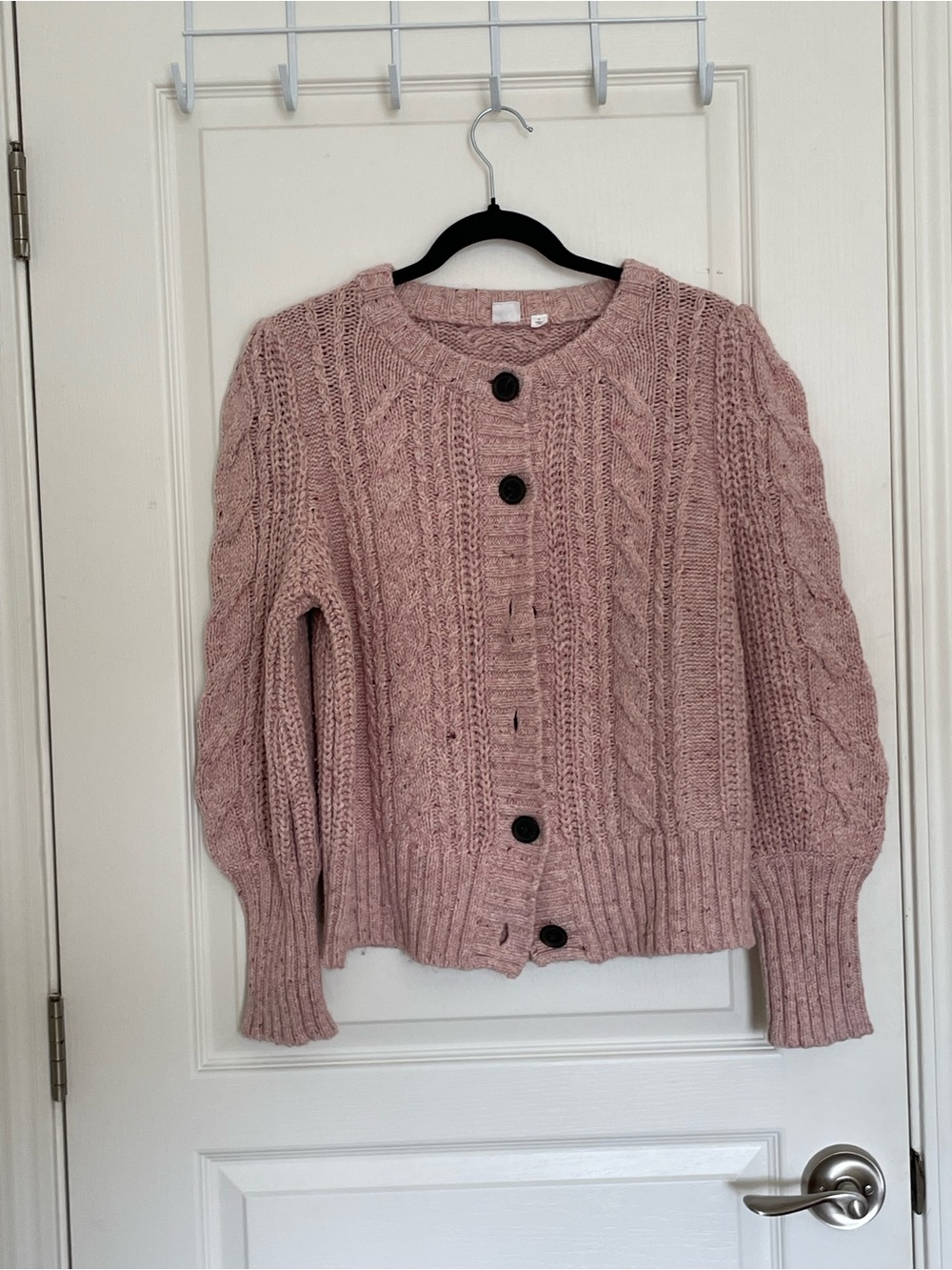 GAP Dusty Rose Cable-Knit Button Cardigan